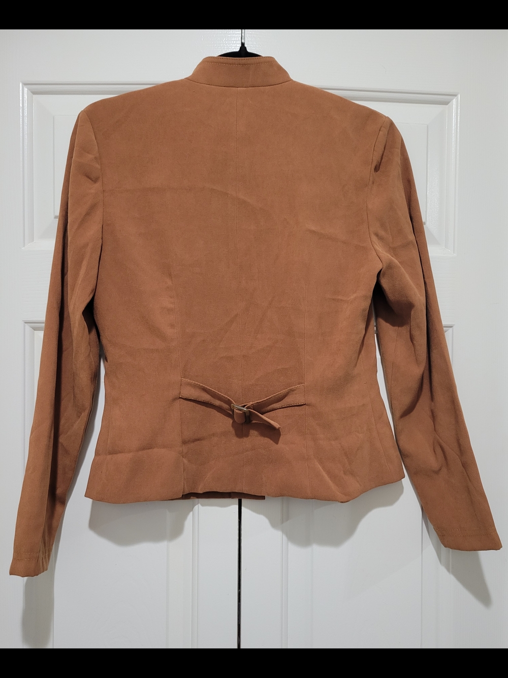 Donna Morgan Camel Brown Stand Collar Button up Blazer Jacket - Picture 2 of 8